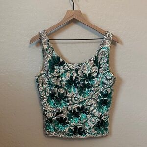 Vintage Sequin Floral Tank Blouse size L